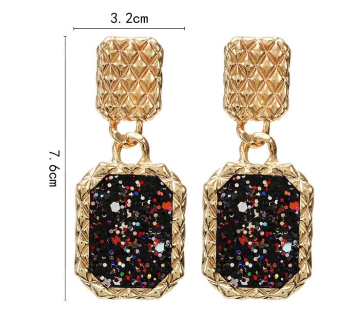 Vierkante oorbellen met glitters | goud gekleurd