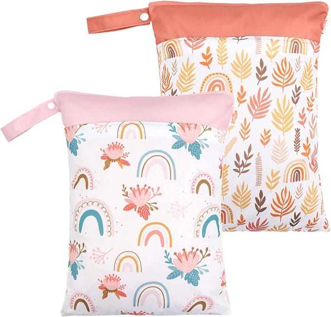 2 Stuks Waterdichte Luiertas voor Natte Luiers en Kleding - Herbruikbare Wetbag