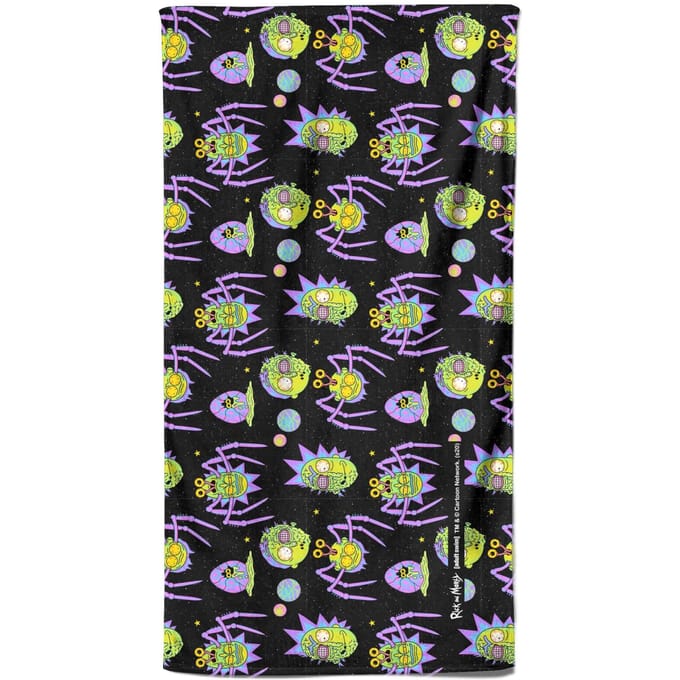 Rick and Morty Brain Head And Spiders Beach Towel