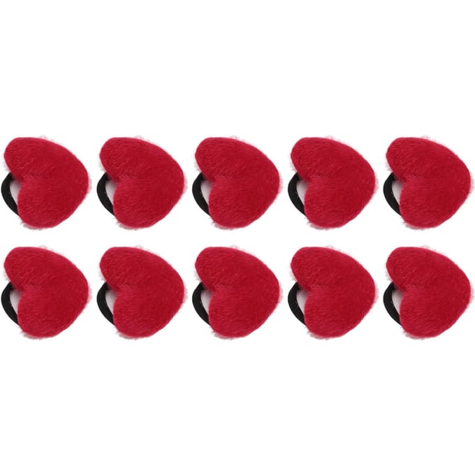 10pcs Coussin d'épingle de poignet Doux Élastique en Forme de Cœur Portable Coussin d'aiguilles pour Couture Quilting red