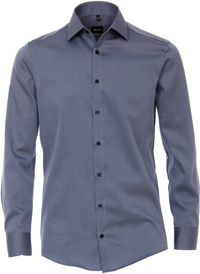 VENTI modern fit overhemd - twill - grijsblauw - Strijkvriendelijk - Boordmaat: 43