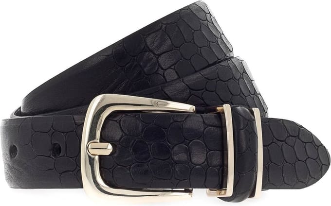 b.belt Leren Riem Charlisa Gold Belt W85 Black Zwart
