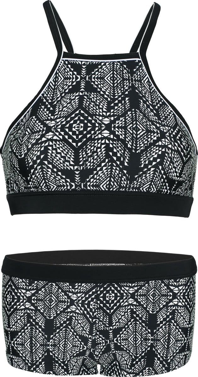 Bikini hipster broekje en cro top met racerback - Black square 128-134