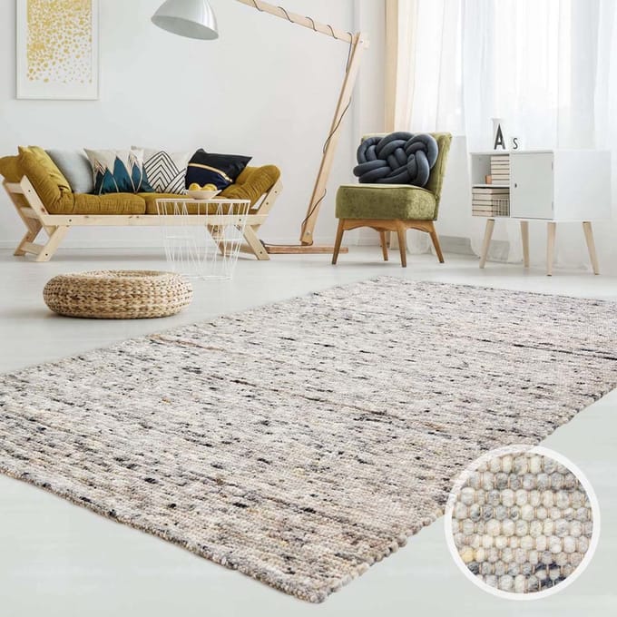 Wollen vloerkleed - Ylva grijs 250x340