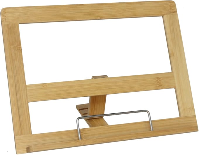 Gerimport Kookboekstandaard/houder - hout - lichtbruin - opvouwbaar - 32 x 24 x 3 cm