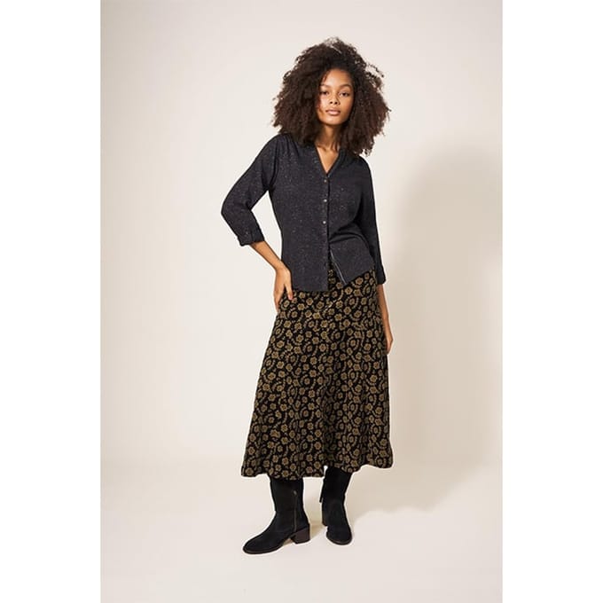 White Stuff Annie Sparkle Jersey Shirt Charcoal Grey Taglia: 8 | Magliette intime Outlet | Donna | Nero