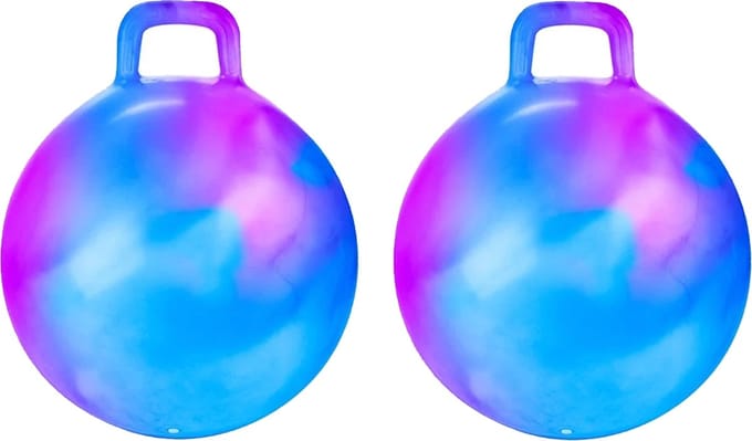 Skippybal marble - 2x - blauw/paars - D45 cm - buitenspeelgoed voor kinderen