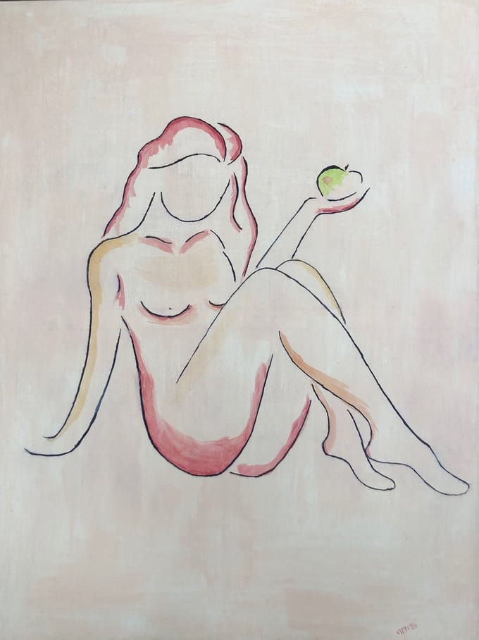 Meisje met appel S2 - acryl