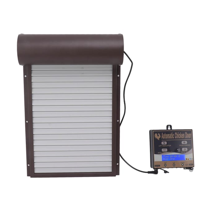 Porte de Poulailler Automatique à Énergie Solaire Ouvre-Porte Automatique pour Poulailler avec Minuterie à Capteur de Lumière Télécommande marron