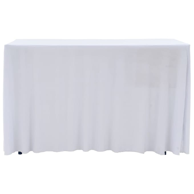 vidaXL - 2 - st - Tafelhoezen - stretch - met - rok - 120x60,5x74 - cm - wit