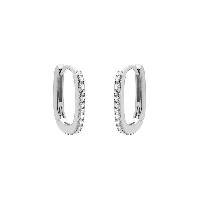Karma Oorringen hoop ovaal zilver Crystal