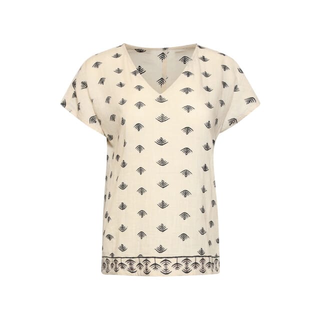 Smashed Lemon Grafische aztec geborduurde v-hals top met korte mouwen en |