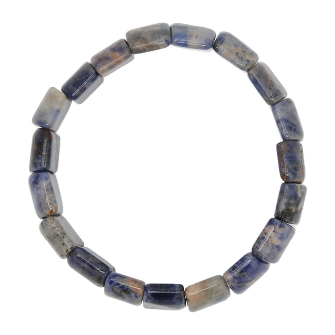 Kralen Armband Natuursteen Eenvoudig Elastisch Platte Buisvorm Blauwe Stip Gemengde Kleur Sieraden gray