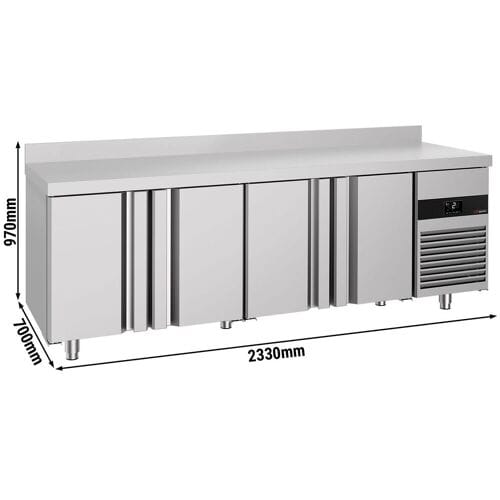 GGM Gastro Kühltisch PREMIUM - 2330x700mm - mit 4 Türen - Aufkantung