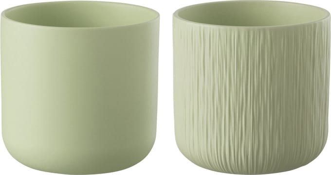 J-Line bloempot Gen - keramiek - pistache - medium - 2 stuks - Ø 15 cm