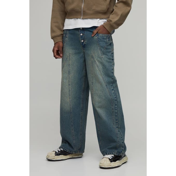 Baggy Jeans Met Panelen En Wassing | Stonewash | Size 34R