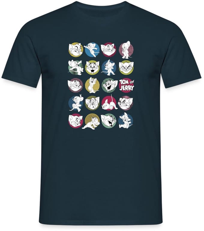 Tom And Jerry Iconische Uitdrukkingen Met Logo T-Shirt Heren