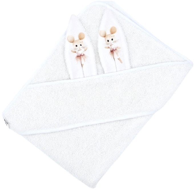 Cotton bathrobe Ballerina Mouse / White