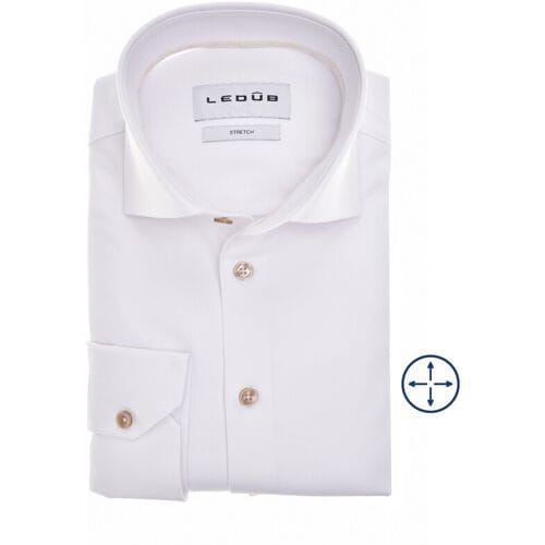 Ledûb Overhemd Uni Color Wide-Spread Four-Way Stretch Wit / male