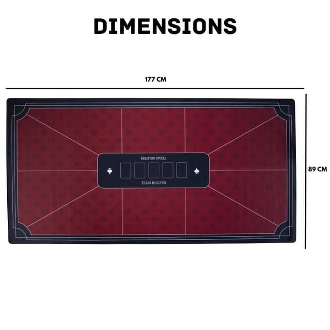 Pokerkleed Rood 180x90 cm - Polyester & Rubber - Glad Speeloppervlak - Poker & Dobbel Accessoire - Engelhart
