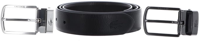 LACOSTE Leren Riem Elegance Reversible Stitched Box Belt W90 Noir Marron Zwart Donkerbruin