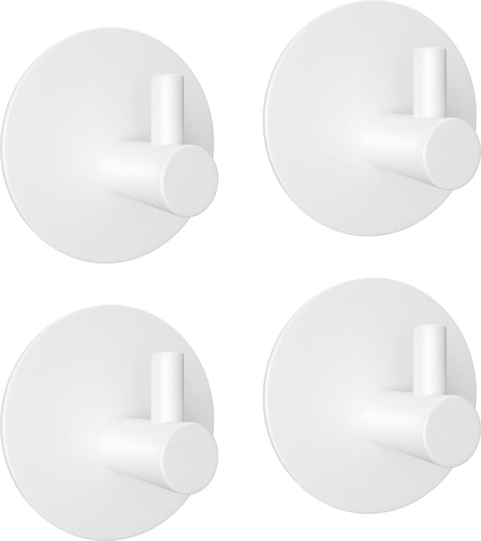 EAVY - Set van 4 Zelfklevende handdoekhaakjes RVS - handdoekhouder - wandhaak - plakhaak - WIT