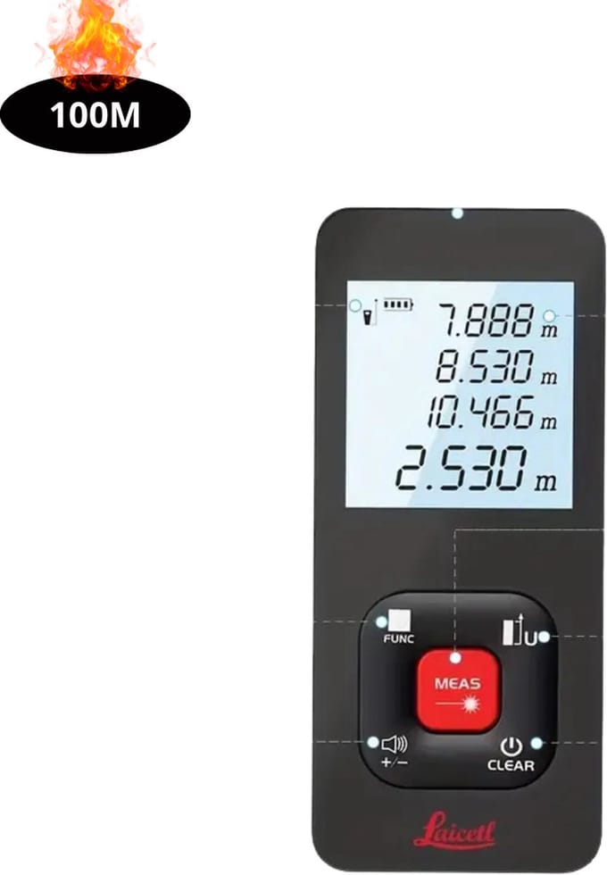 Livano Laserafstandsmeter - Laser - Afstandsmeter - Afstandmeter - Rangefinder - Digitale Meetlint - Precisiegereedschap - 100 Meter