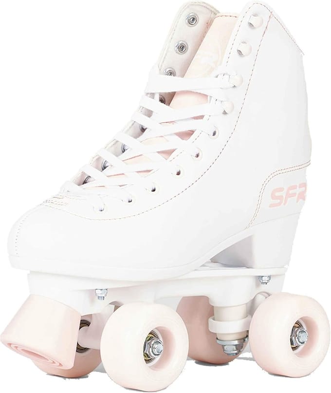 Verstelbare Quad Skates voor Kinderen en Tieners, Wit/Roze