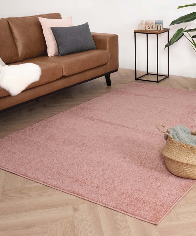 Laagpolige loper - Fine roze 100x300