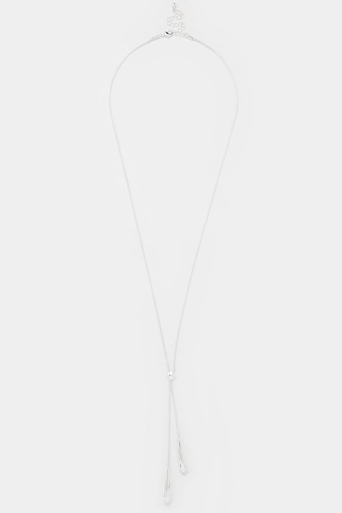 Yours Zilverkleurige Lange Druppelvormige Lariatkettingsize One Size