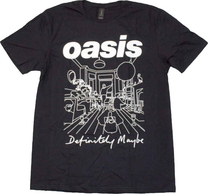 Oasis - Definitely Maybe Line Drawing Heren T-shirt - 2XL - Zwart