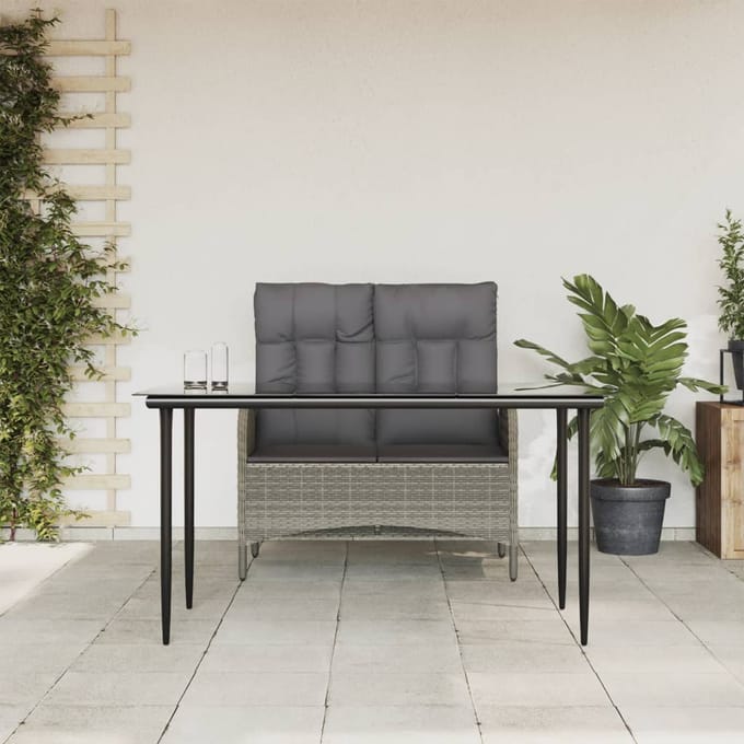 vidaXL - 2-delige - Tuinset - met - kussens - poly - rattan - grijs