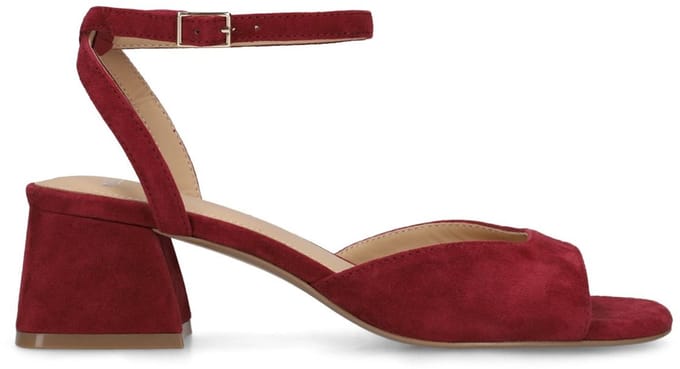 Manfield - Dames - Bordeaux rode suède slingbacks - Maat 38
