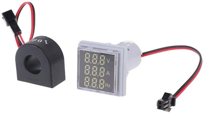 3-in-1 Voltmeter - Stroommeter Frequentiemeter - Elektrische Metingen - LED Display - 20.3 mm - Wit