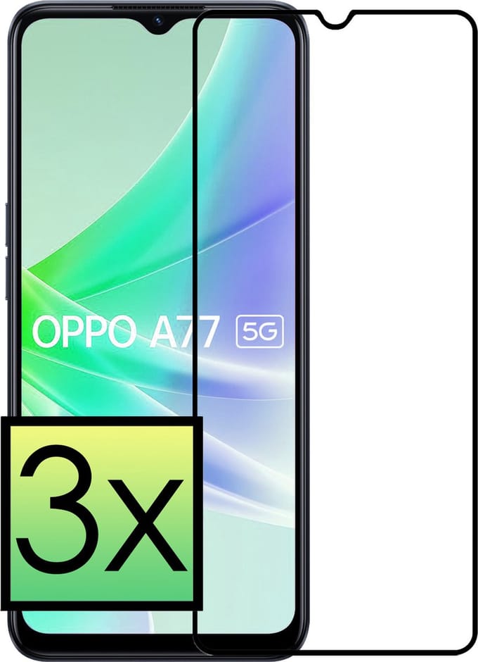 Screenprotector - 3 Stuks - Geschikt voor OPPO A77 - Full Cover - Beschermglas - Gehard Glas - Tempered Glass - Screen Protector