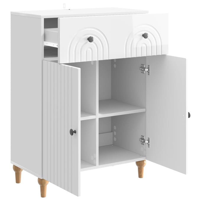 vidaXL - Dressoir - Hoogglans - Wit - 66 - x - 34,5 - x - 90 - cm - Bewerkt - hout