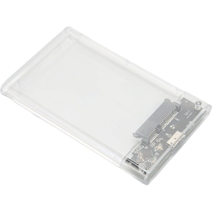 Boîtier de disque dur transparent 2,5 pouces, portable, Plug and Play, SATA 2,5 pouces, série USB 3.0, 5 Gbit/s, transparent white