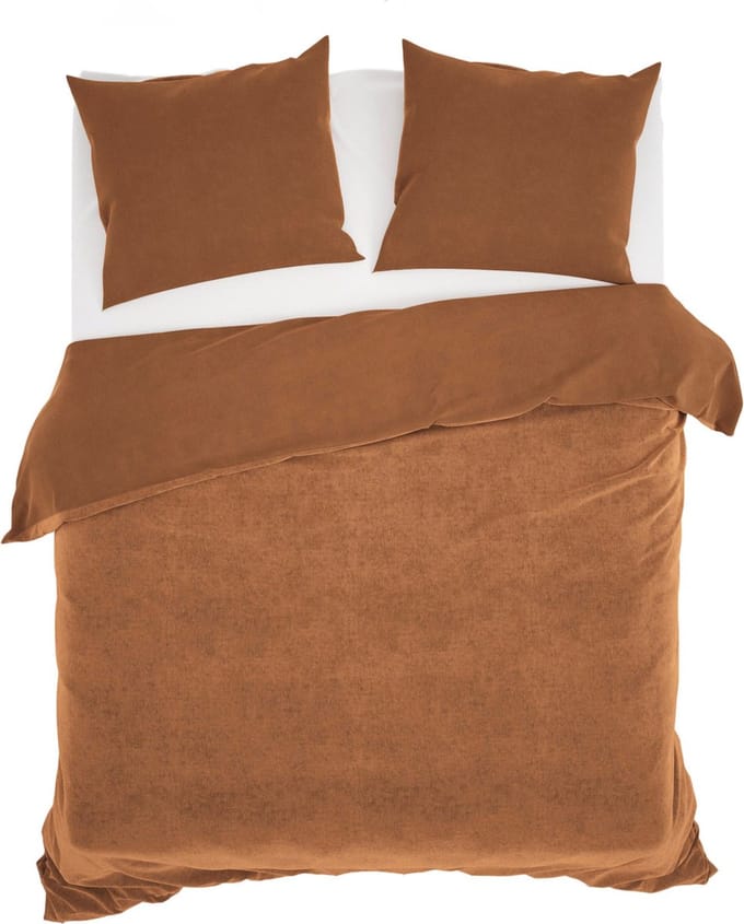 Zo! Home Velluto Dekbedovertrek - Eenpersoons - 140x200/220 cm - Cognac Brown