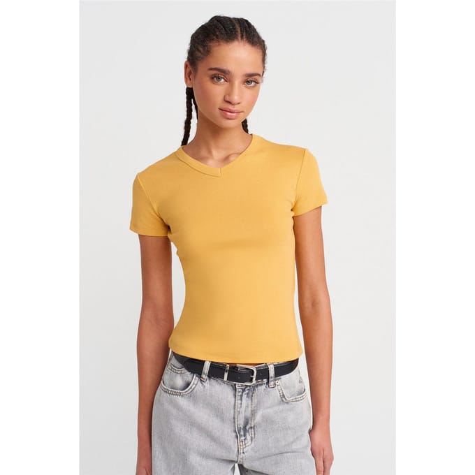 Slim Fit Katoenen V-hals T-Shirt