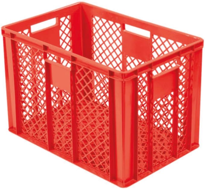 Alpac Stapelkrat - Opbergkrat - 600 x 400 x 410 mm - Geperforeerd - Rood