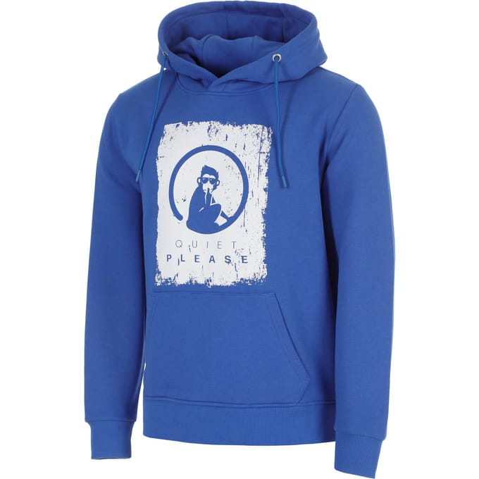 Quiet Please Crush Scraped Sweater met capuchon Heren-blauw, wit