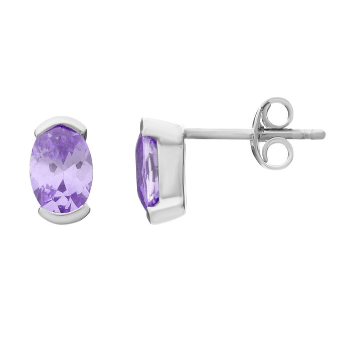 Orphelia Oorbel Oval Lavendel Sterling Zilver 925