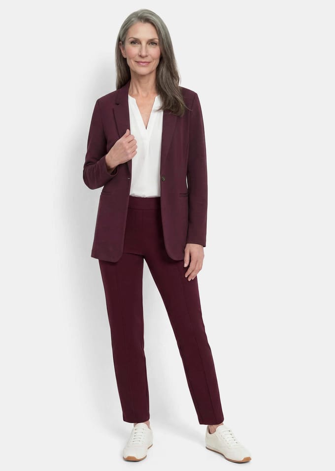 Lichte jersey blazer met uitstekende bewegingsvrijheid - bordeaux - Gr. 38 van Goldner Fashion