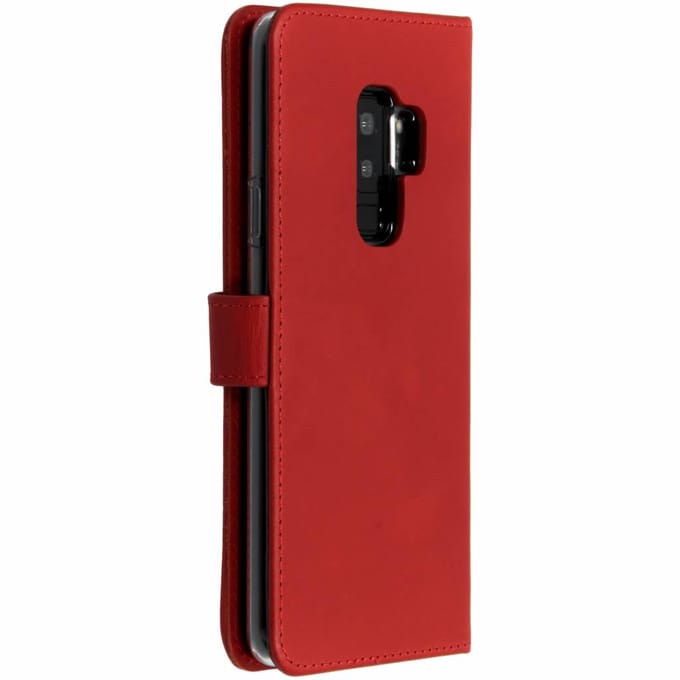 Selencia Hoesje - Geschikt voor Samsung Galaxy S9 Plus - Echt Lederen Bookcase - Rood