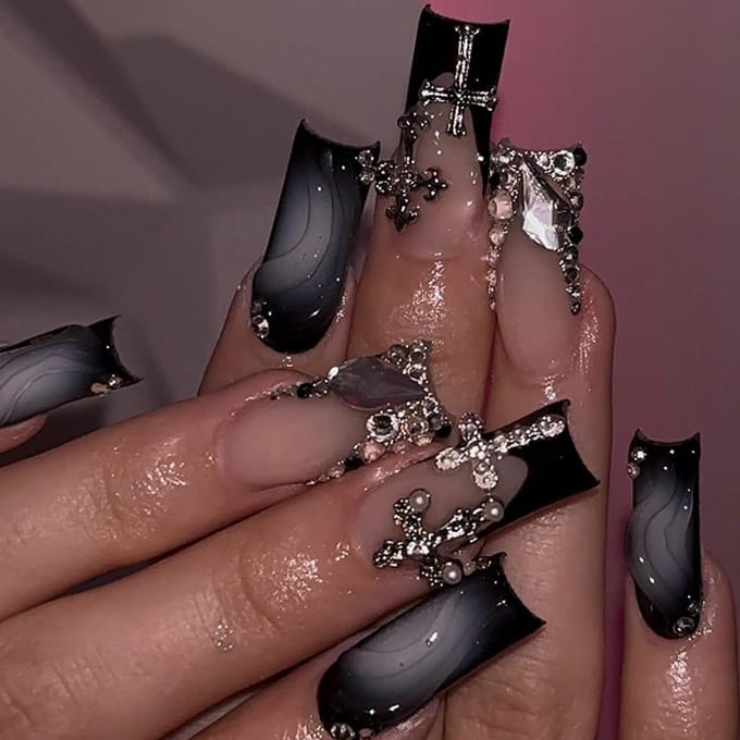 Solidchoice - Set van 24 Kunstnagels met Cross Design