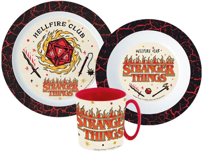 Stranger Things Upside Down dinerset, micro plastic set met mok 350 ml