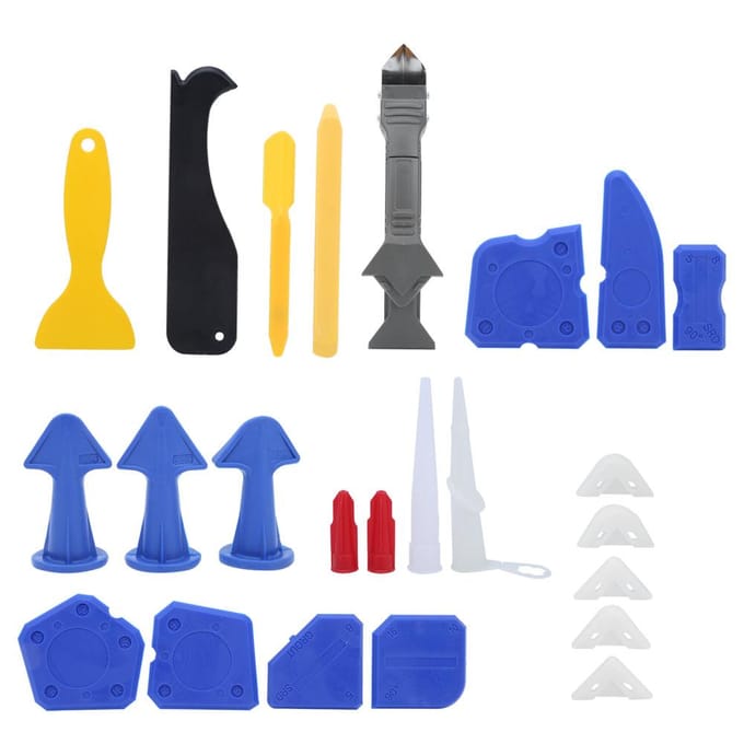 24 Pièces Outil de Calfeutrage Finisseur de Mastic Silicone Jeu de Buses de Jointoiement Outils de Construction black
