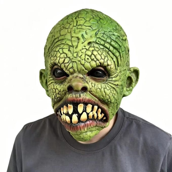 Masque en Latex Démon Horreur Halloween One size fits all adults vert