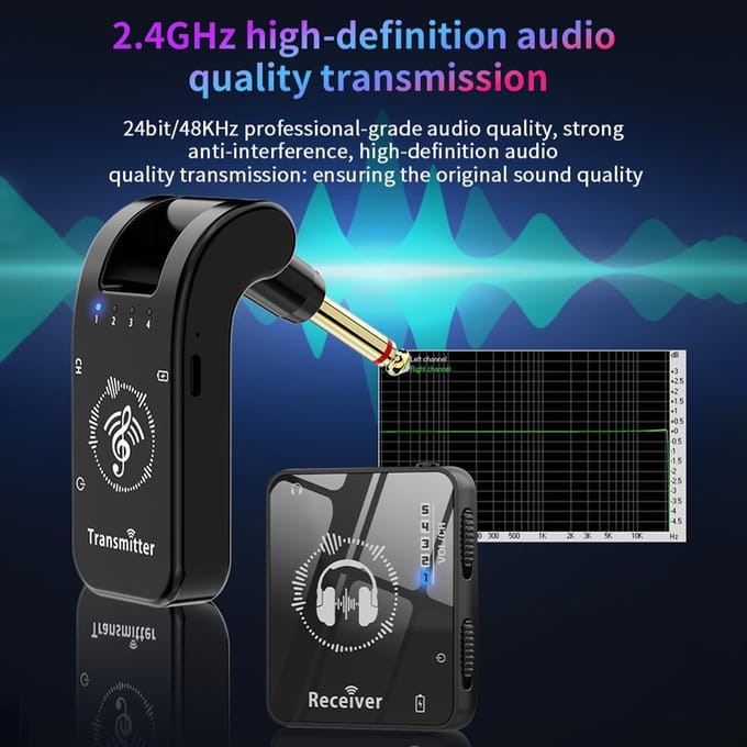 2.4G Draadloos In-Ear Monitorsysteem 282 graden Draaibare Zender Draagbare Ontvanger met Kraagclip zwart
