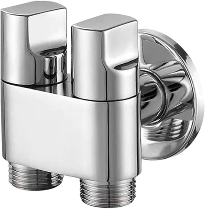 Dubbele Hoek Klep - Watersplitter Kraan - Dubbel Water Gebruik - Verstelbare Druk - G1/2 Fitting - Zilver